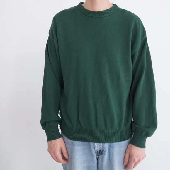 Other - Vintage '90S Scharf & Breit Hunter Green 100% Cotton Knit Crewneck Sweater L